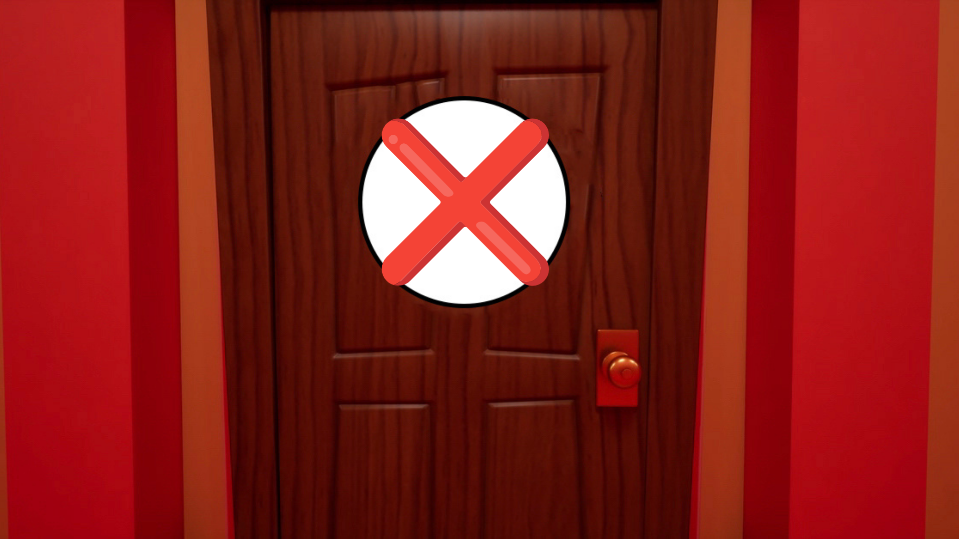 Cellar door marked with a red X — occupant deceased and abstracted