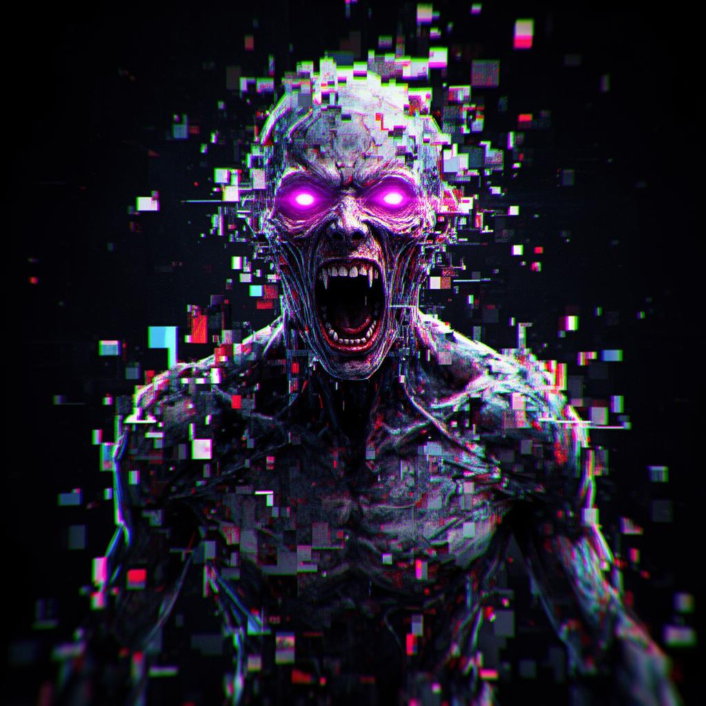 A user mid-abstraction, melting into corrupted polygons